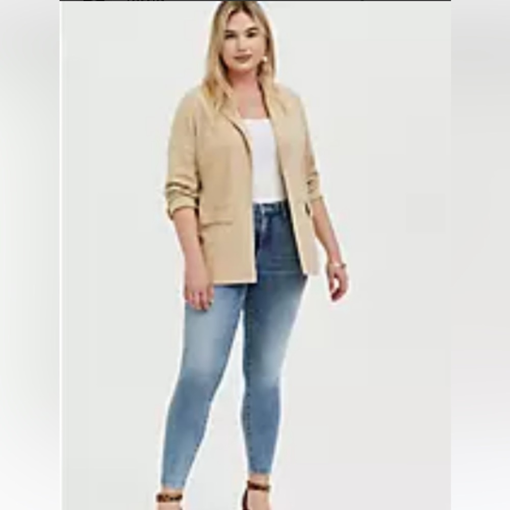 Torrid size 3 linen blend relaxed fit open blazer/jacket